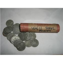 WWII STEEL HEAD PENNIES *FULL ROLL* 50 TOTAL *UNSEARCHED MIXED DATES & GRADES* ROLL CAME OUT OF SAFE