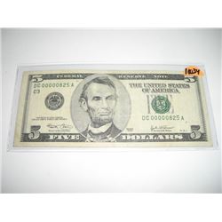 2003 SERIES EXTREMELY RARE *3 DIGIT SERIAL #* $5.00 SERIAL # DC00000825A. APPROX. VALUE $125.00+. CU