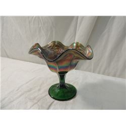 CARNIVAL GLASS DEPRESSION ERA FLUTED DISH CANDY