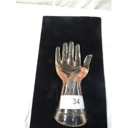 PINK DEPRESSION GLASS RING HOLDER HAND