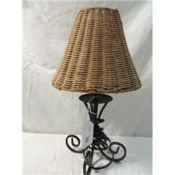 CONTEMPORARY WROUGHT IRON WICKER TABLE LAMP