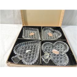 VINTAGE BOHEMIA GLASS CARD SUITS NUT CANDY DISHES