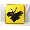 Image 1 : MOOSE CROSSING SIGN TIN EMBOSSED 17" SQUARE