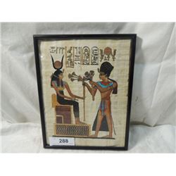 FRAMED ARABIC EGYPTIAN HAND PAINTED ON CLOTH ART