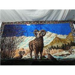 1950'S WOVEN WALL CARPET RUG PERSIA MOUNTAIN SCENE