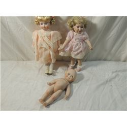 LOT 3 PORCELAIN DOLLS AS SHOWN