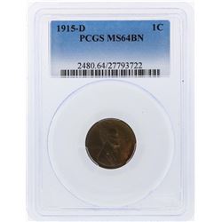 1915-D Lincoln Wheat Penny PCGS Graded MS64BN
