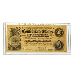Feb 17, 1864 $500 The Confederate States of America Note