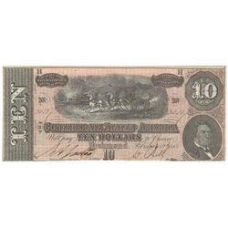1864 $10 The Confederate States of America Note