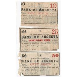 Lot of 1863 10/25/50 Cent Bank of Augusta Fractional Notes