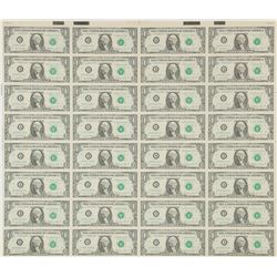 Rare 1981 $1 Uncut Sheet with Mismatch Serial Error