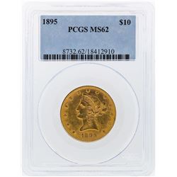 1895 $10 Liberty Head Eagle Gold Coin PCGS Graded MS62