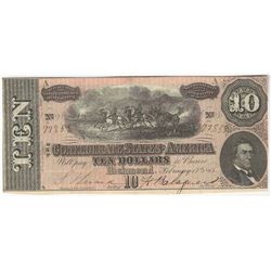 1864 $10 The Confederate States of America Note