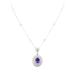 18KT White Gold 2.85ct Tanzanite and Diamond Pendant With Chain