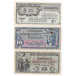 Lot of (3) Military Payment Certificate Notes