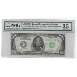 1934 $1000 Federal Reserve Bank Note Chicago Mule PMG Choice VF35