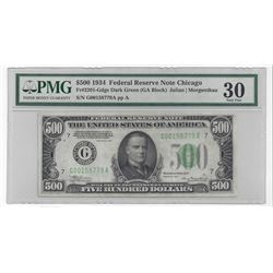 1934 $500 Federal Reserve Bank Note Chicago PMG Graded VF30