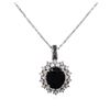 Image 1 : 14KT White Gold 5.76ct Sapphire and Diamond Pendant With Chain