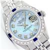 Image 1 : Womens Rolex Stainless Steel Diamond And Sapphire Datejust Wristwatch