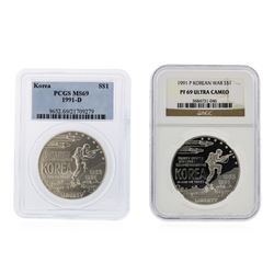 1991 $1 Silver Korean War Commemorative Coins NGC/PCGS Graded