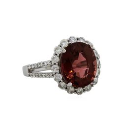 14KT White Gold 4.98ct Pink Tourmaline and Diamond Ring