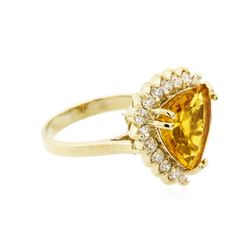 14KT Yellow Gold 4.29ct Citrine and Diamond Ring