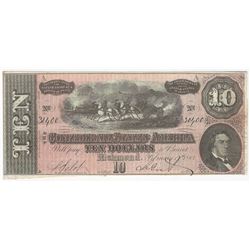 1864 $10 Confederate States of America Note