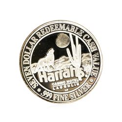 Harrahs Casino Hotel $7 Casino Gaming Token .999 Silver Limited Edition