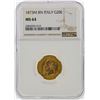 Image 1 : 1873M BN Italy 20 Lire Gold Coin NGC Graded MS64