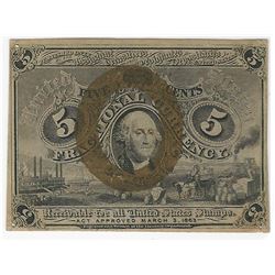 March 3, 1863 Five Cent Second Issue Fractional Note