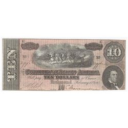 1864 $10 Confederate States of America Note