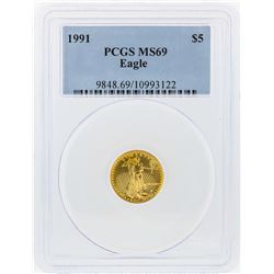 1991 $5 American Gold Eagle Coin PCGS Graded MS69