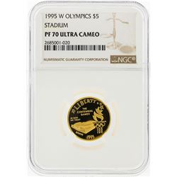 1995-W $5 Olympics Stadium Gold Coin NGC Graded PF70 Ultra Cameo