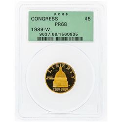 1989-W $5 Congress Commemorative Gold Coin PCGS PR68