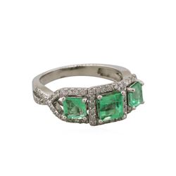 14KT White Gold 1.40ctw Emerald and Diamond Ring