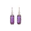 Image 1 : 14KT Rose Gold 37.70ctw Amethyst and Diamond Dangle Earrings
