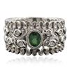 Image 1 : 14KT White Gold 0.32ct Emerald and Diamond Ring