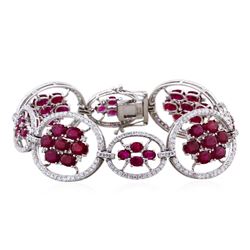 14KT White Gold 19.66ctw Ruby and Diamond Bracelet