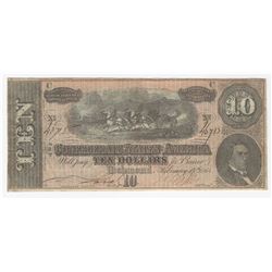 1864 $10 The Confederate States of America Note