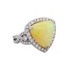 Image 1 : 18KT White Gold 6.63ct Opal and Diamond Ring