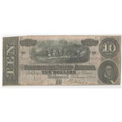 1864 $10 The Confederate States of America Note