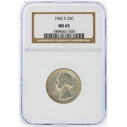 1942-S Washington Quarter NGC Graded MS65