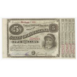 1874 $5 State of Louisiana Baby Bonds
