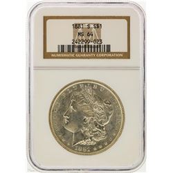 1881-S $1 Morgan Silver Dollar NGC Graded MS64