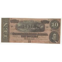 1864 $10 The Confederate States of America Note