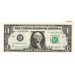 1985 $1 Federal Reserve Note ERROR Miscut