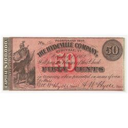 1862 Fifty Cent The Hydeville Company Fractional Note