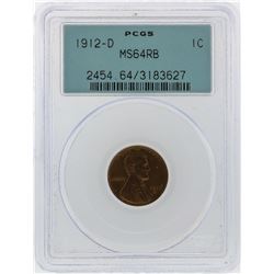 1912-D Lincoln Wheat Penny PCGS Graded MS64RB
