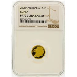 2008P $15 Australian Koala Gold Coin NGC Graded PF70 Ultra Cameo