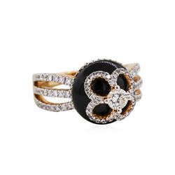 18KT Rose Gold Black Agate and 0.98ctw Diamond Ring